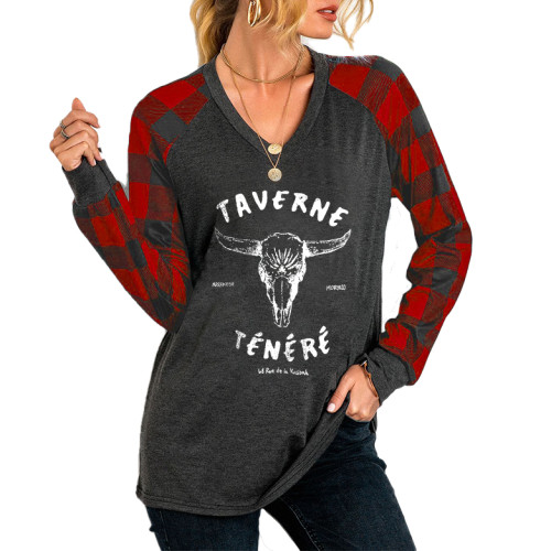 women's TAVERNE TENERE bull pattern print long sleeve t-shirt