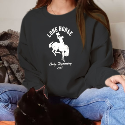 Casual Western Style Lone Horse Picture Pullover for women