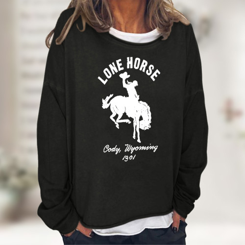 cowboy girl costume lone horse picture colourful pullover for women
