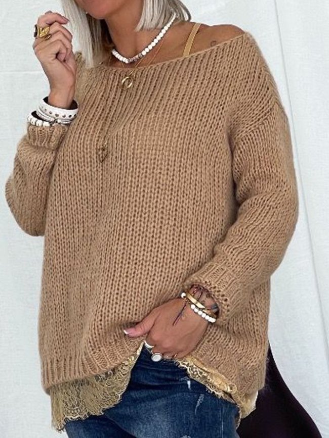Acrylic Plain Women Solid Sweater