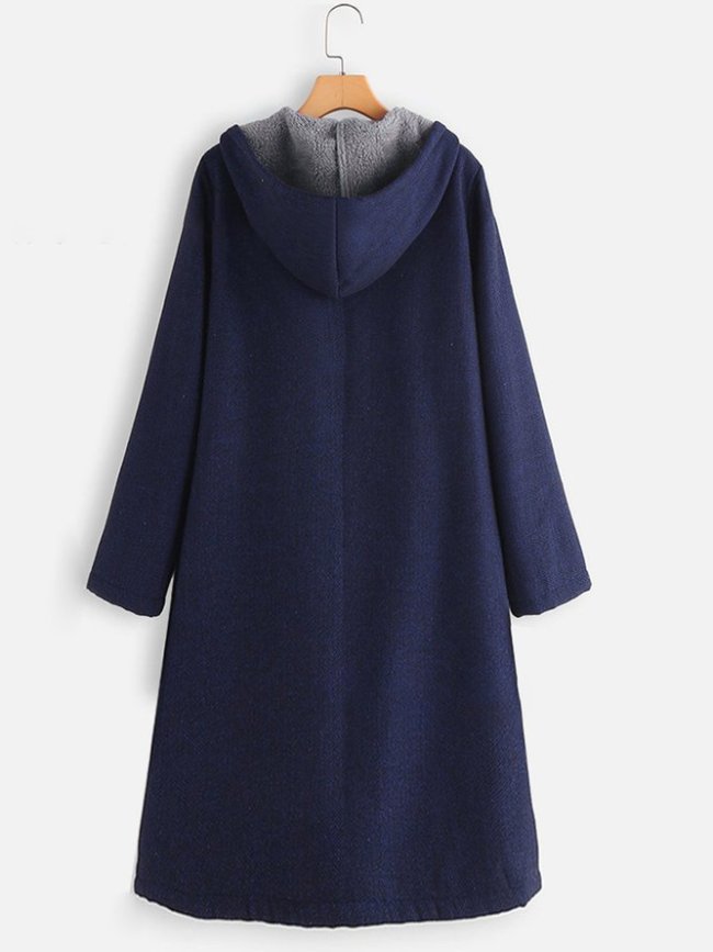 Long Sleeve Hoodie Solid Coat- Long Length Coat 103-110