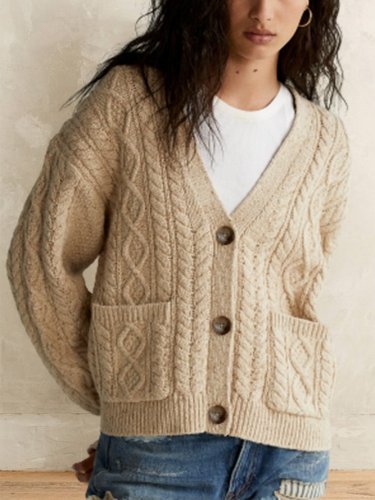 Jacquard Plain Elegant Casual Women Solid Sweater