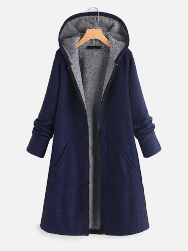 Long Sleeve Hoodie Solid Coat