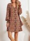 Printed Loosen V Neck Dresses Accessory Not Included