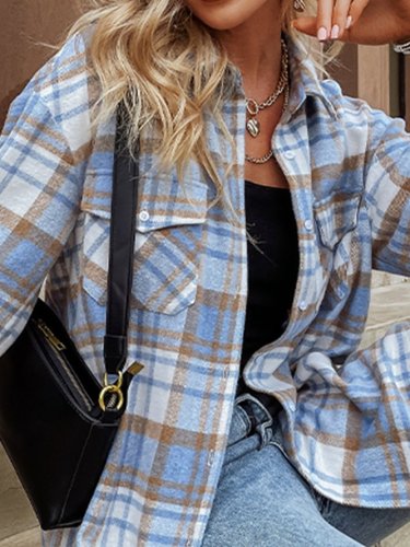 New Long Sleeve Fashion Shirt Coat Women'S Casual Women'S Plaid Shirt