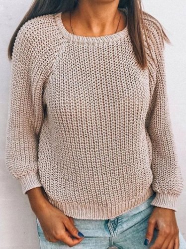 Wool/Knitting Loosen Plain Women Solid Sweater