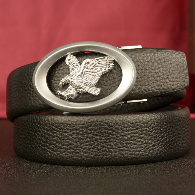 New eagle wings men's automatic buckle belt head layer leather belt business leisure belt men's belt