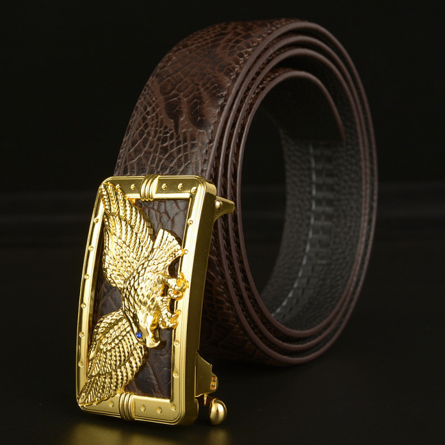 New eagle wings automatic buckle belt men's head layer leather belt real leather belt personality gift
