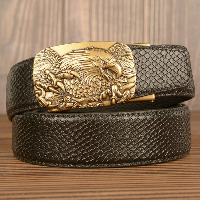 New head layer leather belt men's claw eagle automatically buckle men's real leather belt student casual pants