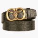 Vintage Bull Head Auto Button Belt Men's Personality Crocodile Real Leather Belt Student Casual Jeans