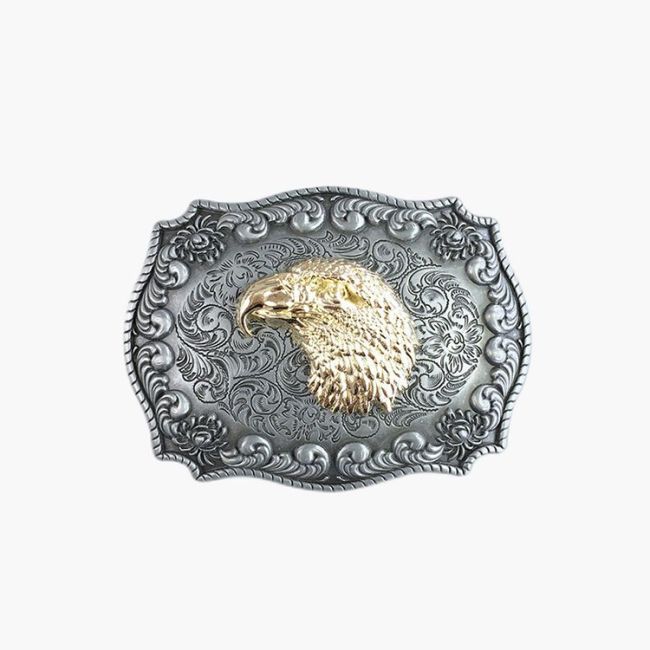 Plated Gold Large Size Western Cowboy Belt Buctton Eagle Head Cowboy