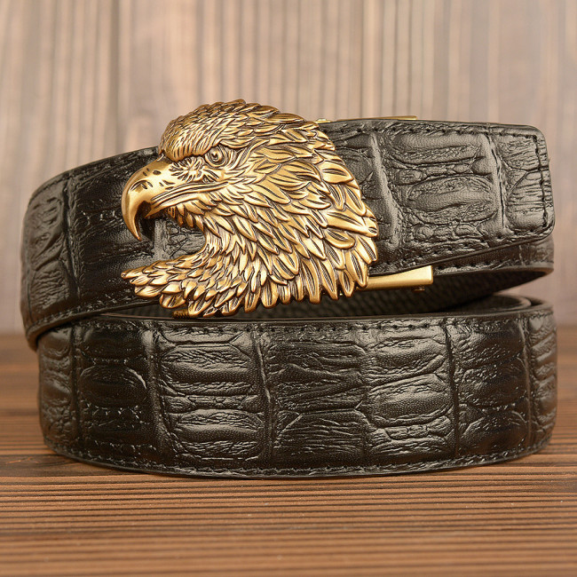 New head layer leather belt Men's retro eagle head automatic buckle real leather belt with jeans belt