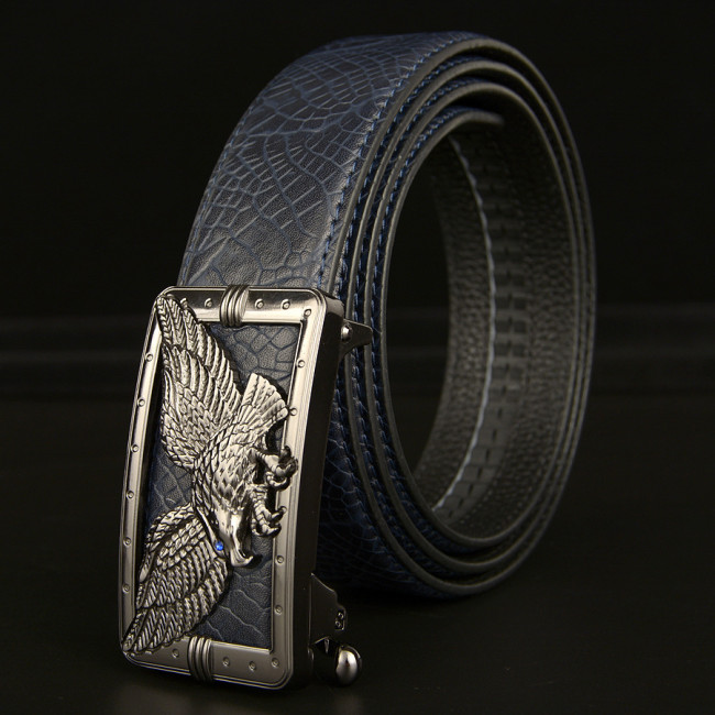 New eagle wings automatic buckle belt men's head layer leather belt real leather belt personality gift