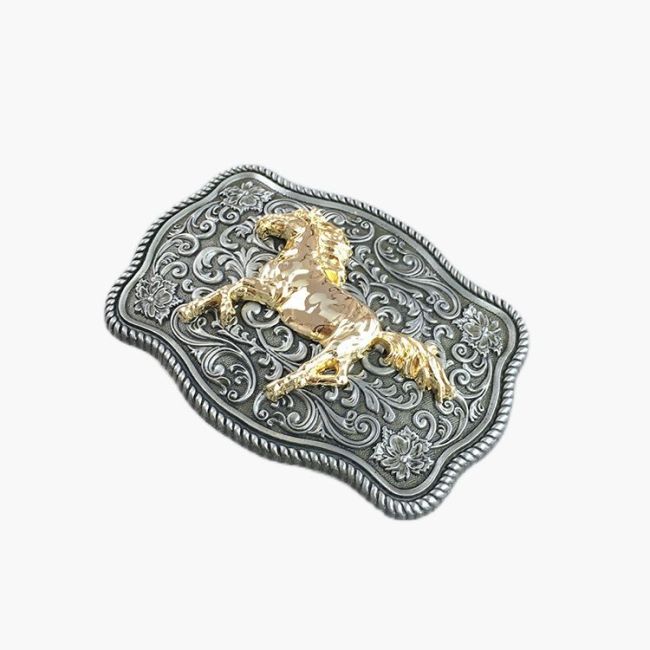 Plated Gold Western Style Belt Buckle Gold Horse Head