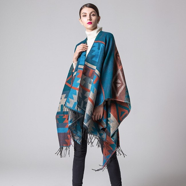 New Women's Travel Scarf Cardigan Poncho Cape Blanket Cloak Wrap Shawl Coat Indian thickly imitation cashmere Tassel Shawl