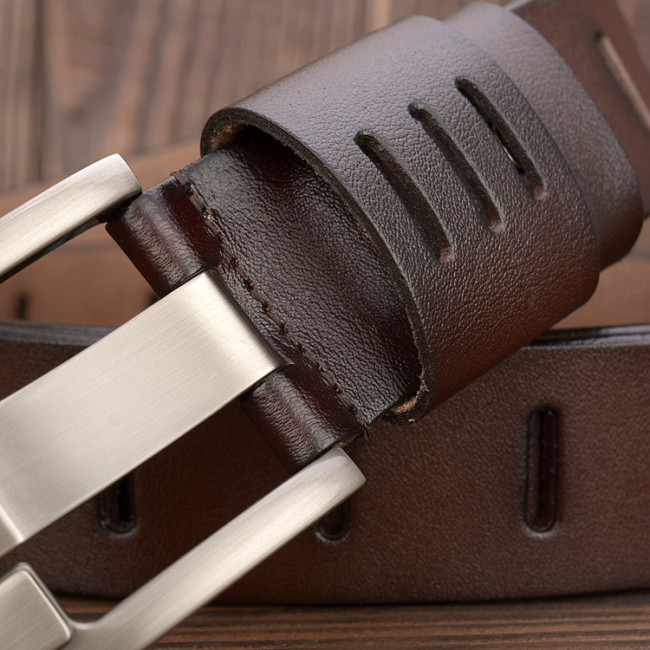 Men's Real Leather Belt Leisure Wide Needle buckle Two Floor Leather Belt Male Student Jeans Belt