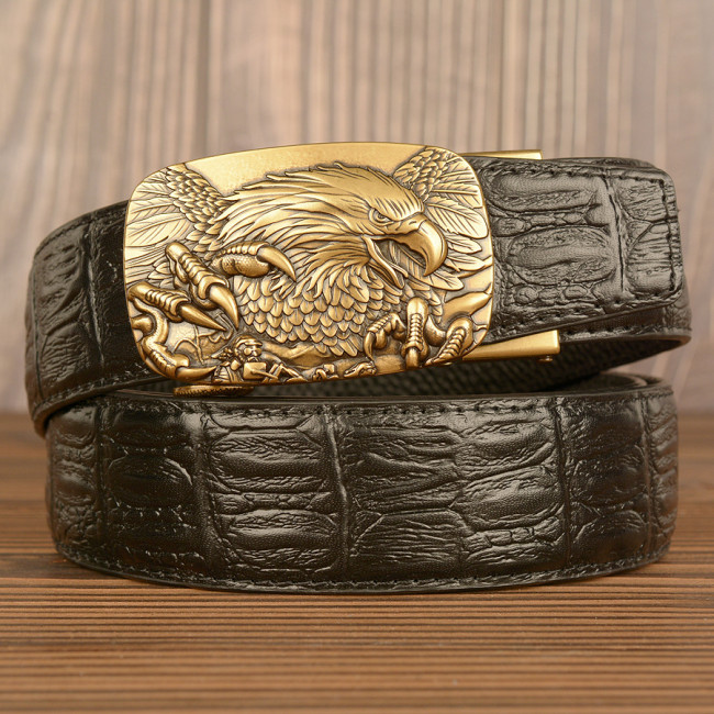 New head layer leather belt men's claw eagle automatically buckle men's real leather belt student casual pants