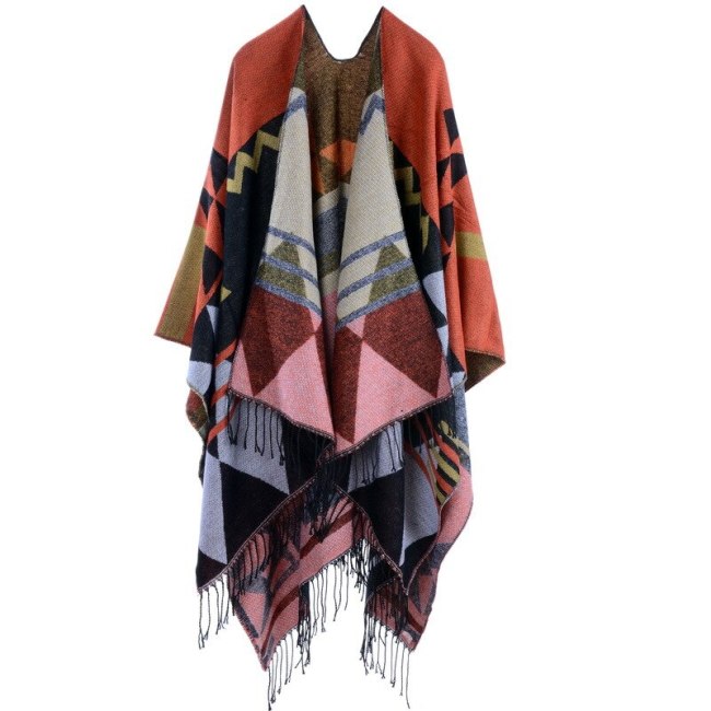 Women Bohemia Poncho Cape Tassels Lengthening Female Cashmere Capes High Quality O-neck Cape Shawl Cloak