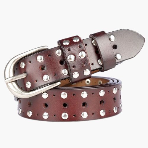 New Korean Fashion ladies belt real leather decoration versatile casual personality rivet leather belt female students
