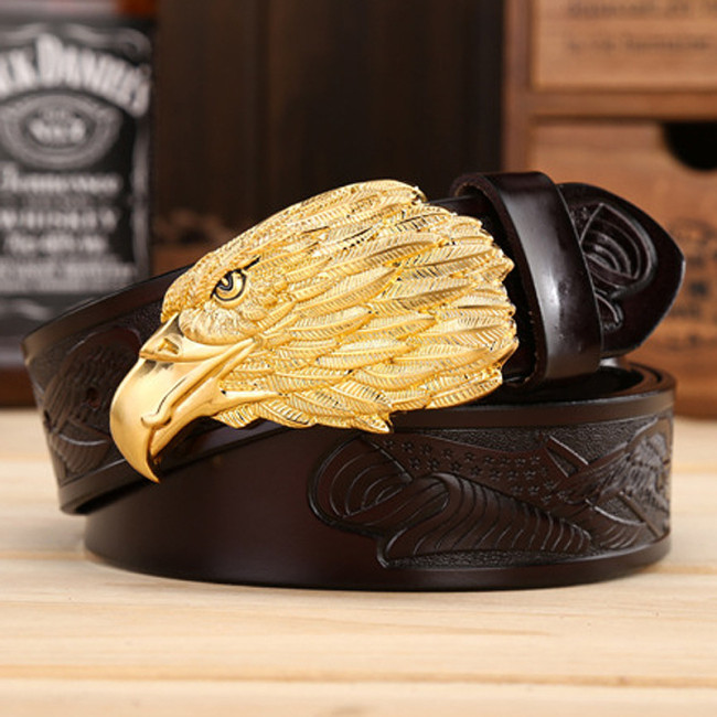 Chinese wind men's leather leather leisure eagle head real leather belt gift personality eagle belt