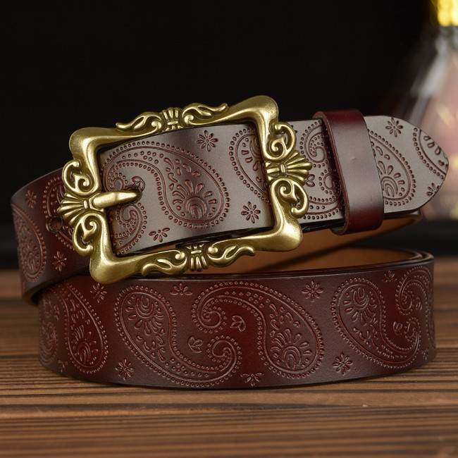 Belt real cowhide ladies leather bandwidth versatile day buckle cowhide belt female jeans trim belt