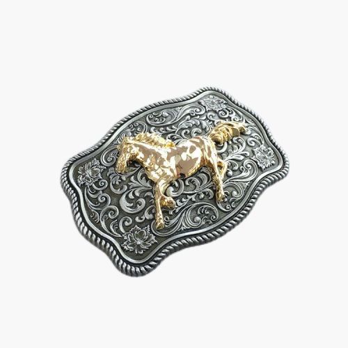 Plated Gold Western Style Belt Buckle Gold Horse Head