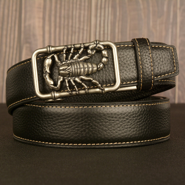 Head layer cowhide men belt leather vintage automatic buckle youth Jans belt youth casual belt