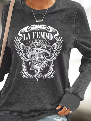 LA FEMME Beth Dutton Western Style Women's Long Sleeve Rose & Snake Print Pullover Sweatshirt