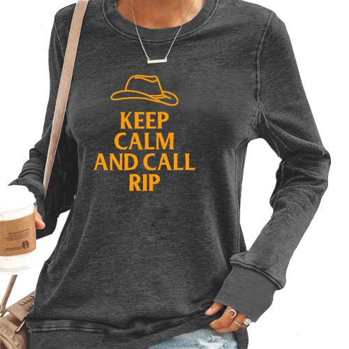 Women's Western Style Long Sleeve Keep Calm And Call RIP Pullover Hoodies