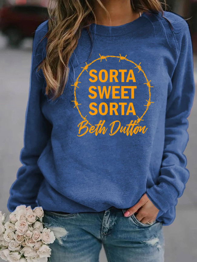 Women's Sweatshirts SORTA SWEET SORTA Beth Dutton Long Sleeve Round Neck Pullover Hoodies