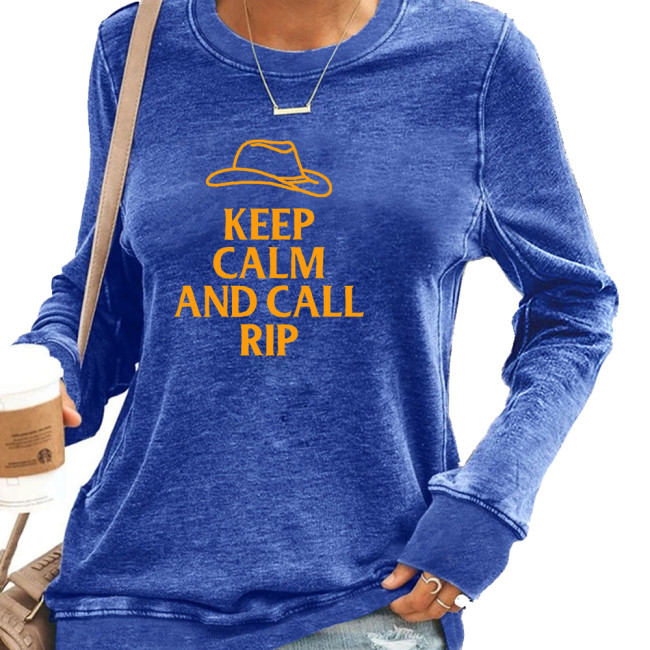 Women's Western Style Long Sleeve Keep Calm And Call RIP Pullover Hoodies
