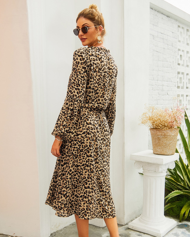 Beth Dutton Inspired Women Cheetah Dress Long Sleeve Autumn Winter Hot Western Dress