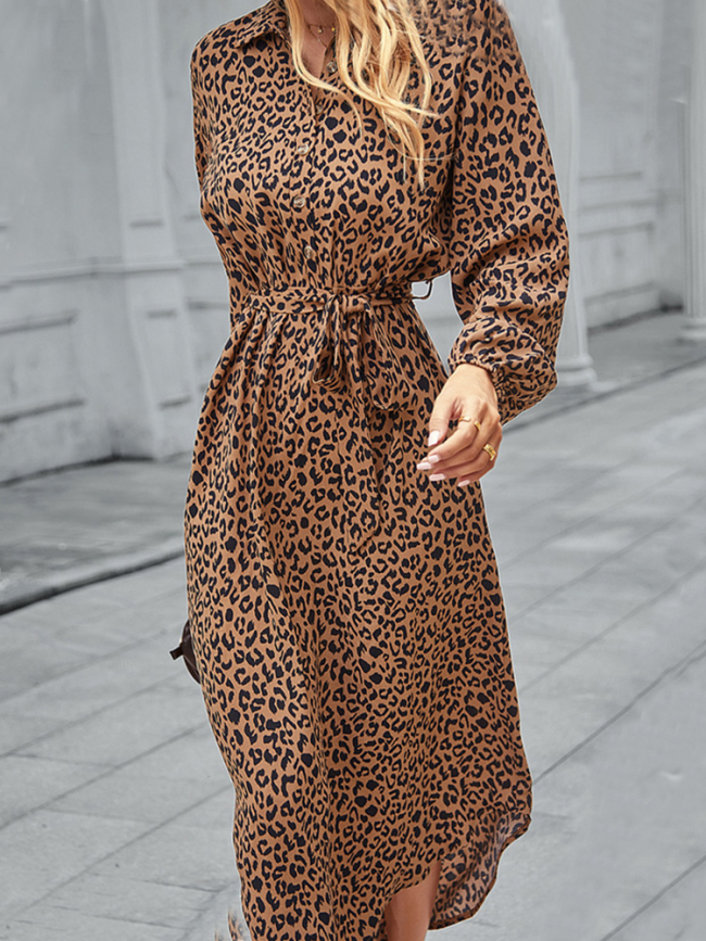 Cheetah Pattern Long Sleeve Dress Leopard Beth Dutton Inpired Western Cowgirl Dress