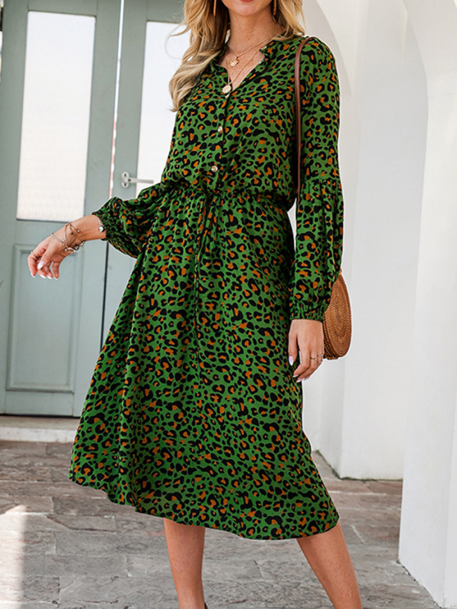 Women Cheetah Dress Beth Dutton Inspired Long Sleeve Hot Western Dress
