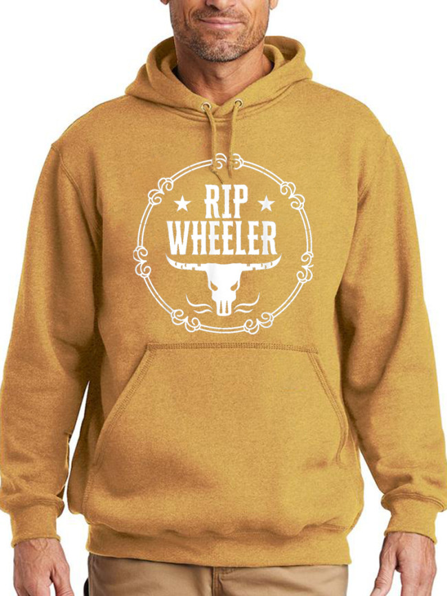 Copy Rip Wheeler Cow Head Hoodies  Midwight Over Size 5XL Pocket String Hoodies For Men