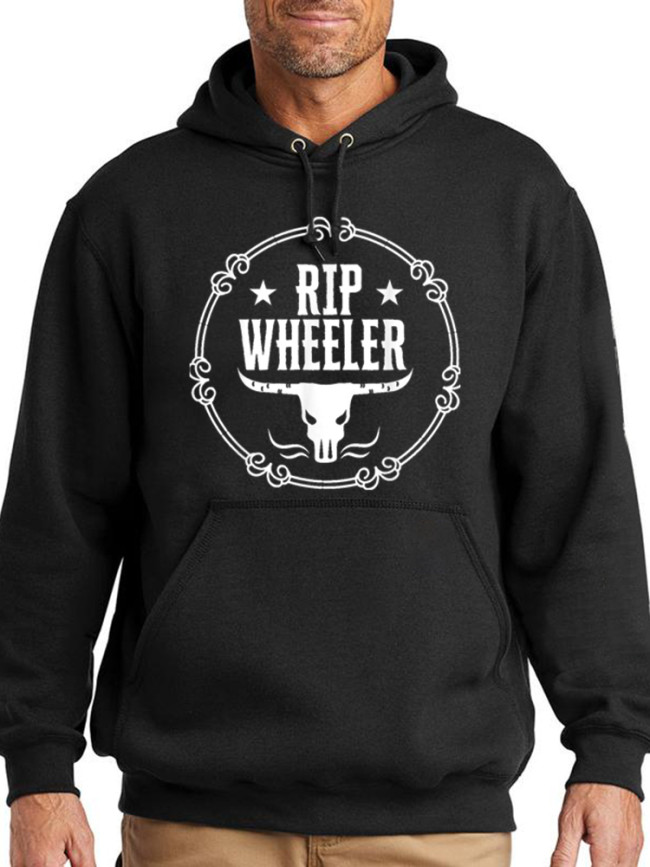 Copy Rip Wheeler Cow Head Hoodies  Midwight Over Size 5XL Pocket String Hoodies For Men