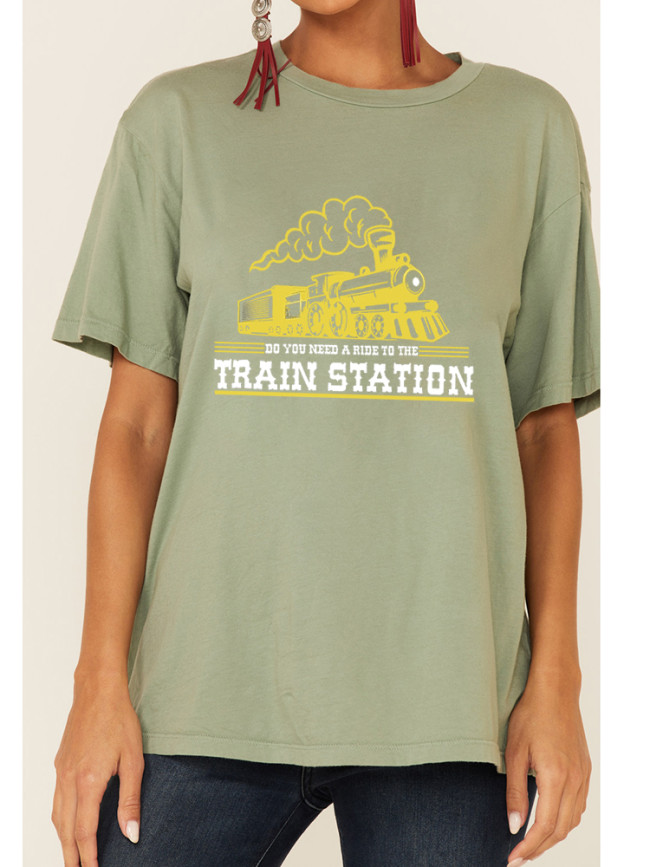 100% Cotton Do You Need A Ride To The Train Station Casual Wear Tee With Oversize 5XL For Women