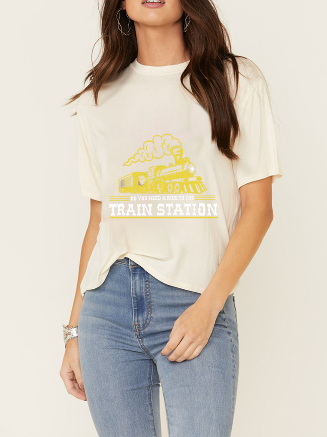 100% Cotton Do You Need A Ride To The Train Station Casual Wear Tee With Oversize 5XL For Women