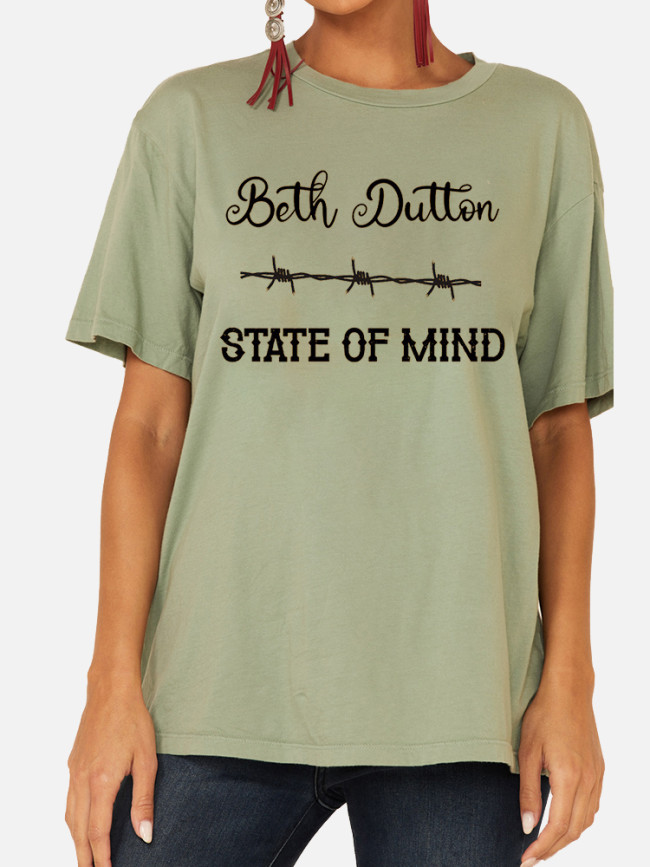 100% Cotton Beth Dutton The State of Mind Fence Pattern Loose Casual Wear Tee With Oversize 5XL For Women