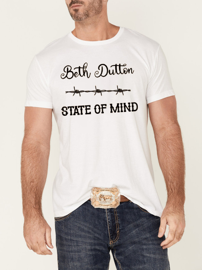 100% Cotton Beth Dutton The State of Mind Fence Pattern Loose Casual Wear Tee With Oversize 5XL For Women