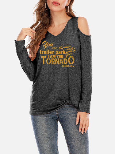 Western Wear Style Women's You Are The Trailer Park I Am The Tornado Beth Dutton Shoulder Hollowing Shirt