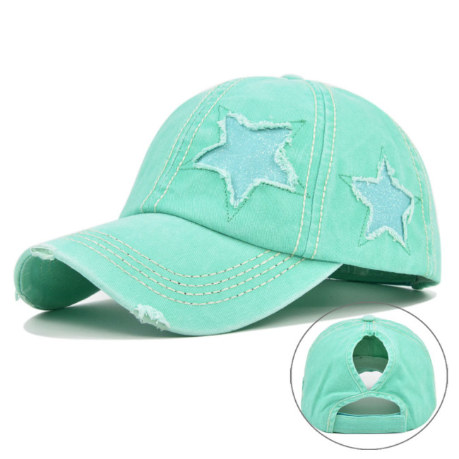 Flashing star baseball hat washed old hat women's hat