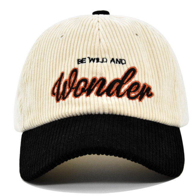 Corduroy Wonder Embroidered Baseball Cap three-dimensional embroidered duck tongue cap
