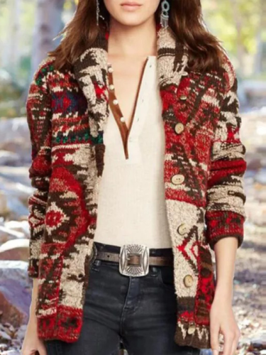 Long Sleeve Aztec Printed Cowgirl Western Jacket