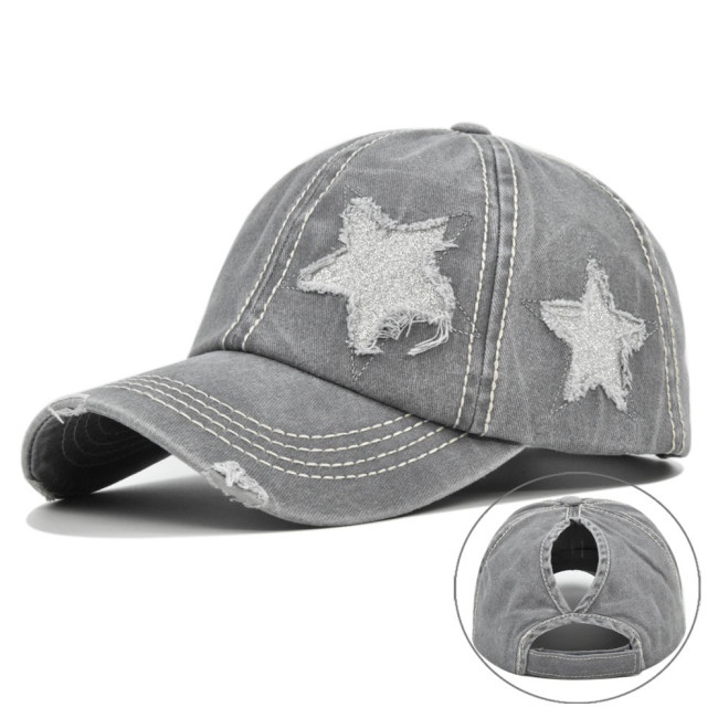 Flashing star baseball hat washed old hat women's hat