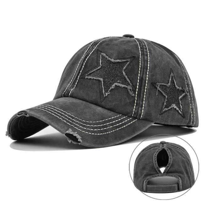 Flashing star baseball hat washed old hat women's hat