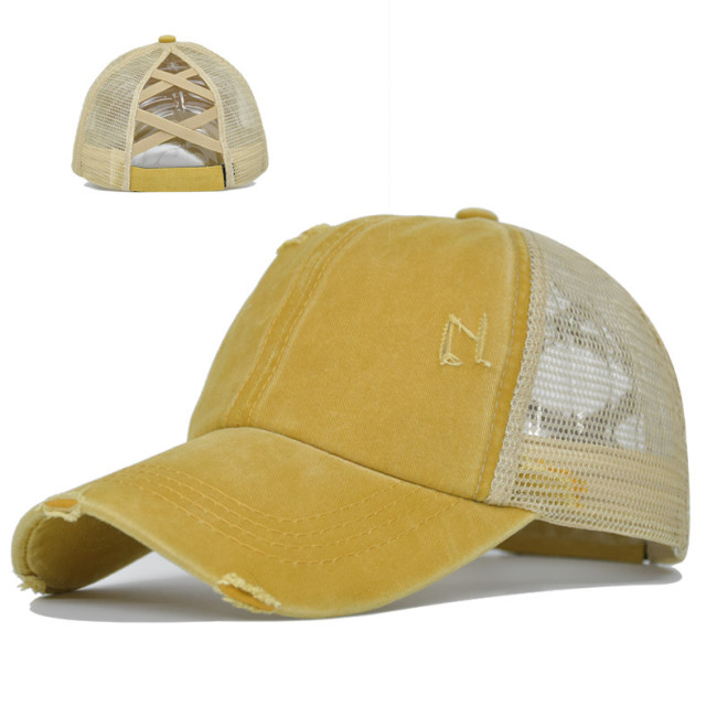 Washed horsetail Net hat elastic hat