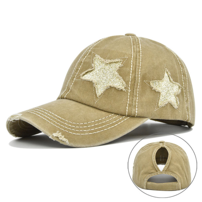 Flashing star baseball hat washed old hat women's hat