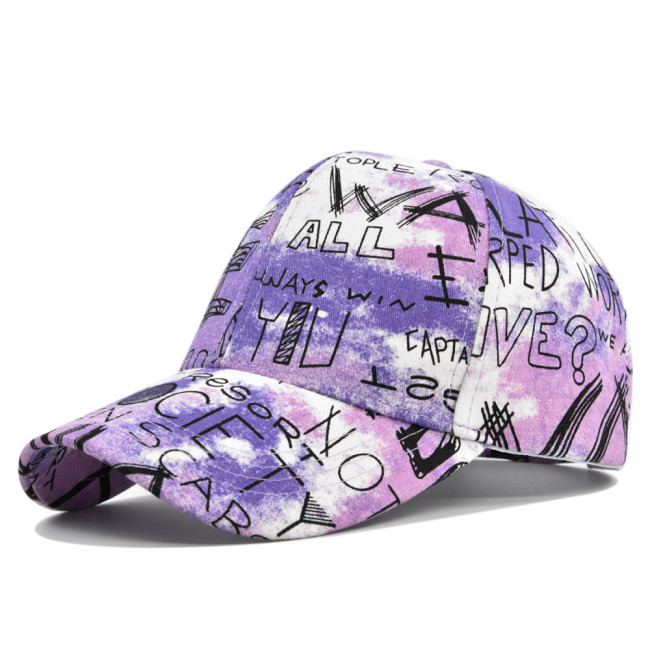 Graffiti printed hat for men and women versatile multicolor painted sun visor