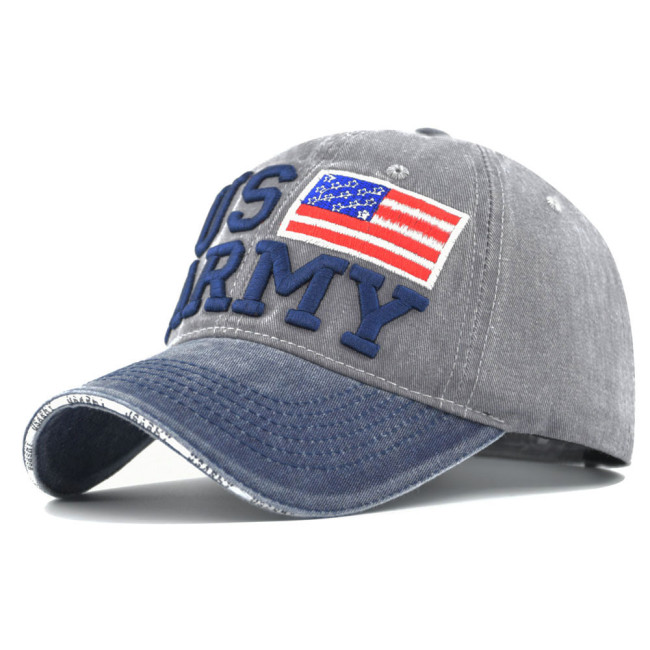 American flag washed baseball cap spring and summer 3D embroidered letter baseball cap